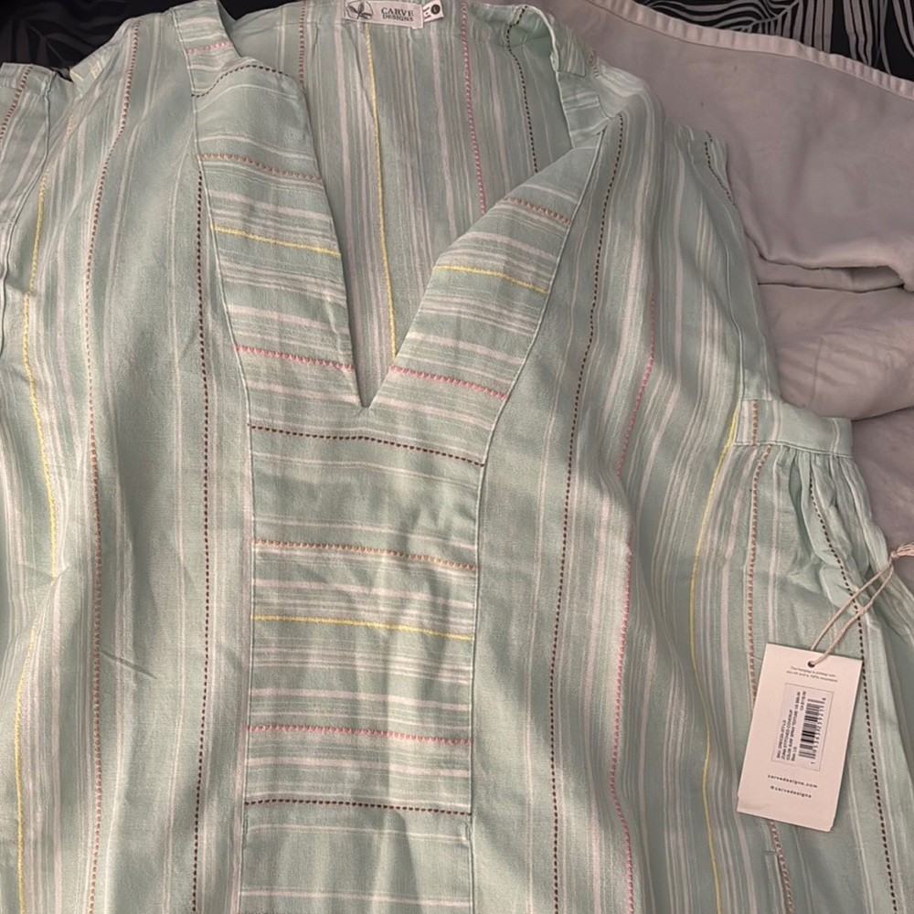 Calvin Klein Green and Pink Casual Button Down Shirt
